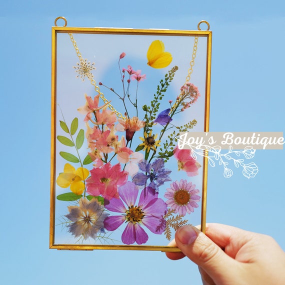 押し花フレーム：5x7インチの手作り花壁アート - Etsy 日本