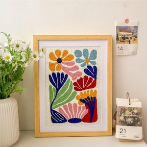 Floral Punch Needle Kit for Beginners: DIY Wall Decor (11.8"x10") | Mother's Day gift