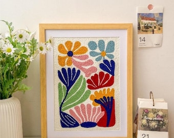 Floral Punch Needle Kit for Beginners: DIY Wall Decor (11.8"x10") | Mother's Day gift