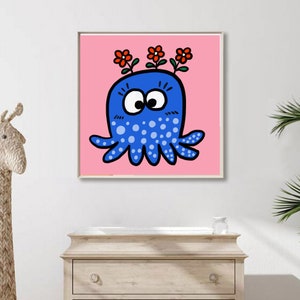 Paint by Number Kids-Joy&#39;s boutique X Sunshin-Cute Octopus Paint by Number Kit Adult |DIY Oil Painting| DIY Kit-Wall Art - Christmas GIft