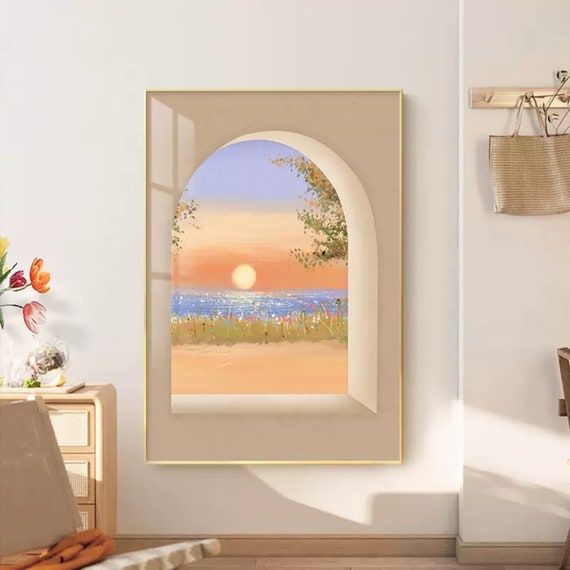 Minimalist Sunset Paint by Number Kit: DIY Oil Painting Wall Decor