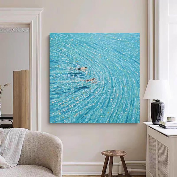Swimming Paint by Number Kit: DIY art hanging | stress-releasing activity, Wall Decor Painting