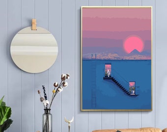 Modern Sunset Paint by Number Kit: DIY Oil Painting Wall Decor