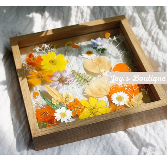 Pressed Flower Frame Custom Pressed Flower Art Dried Flower Art Handmade Wall  Decor Wedding Decor christmas Gift Gift for Her 