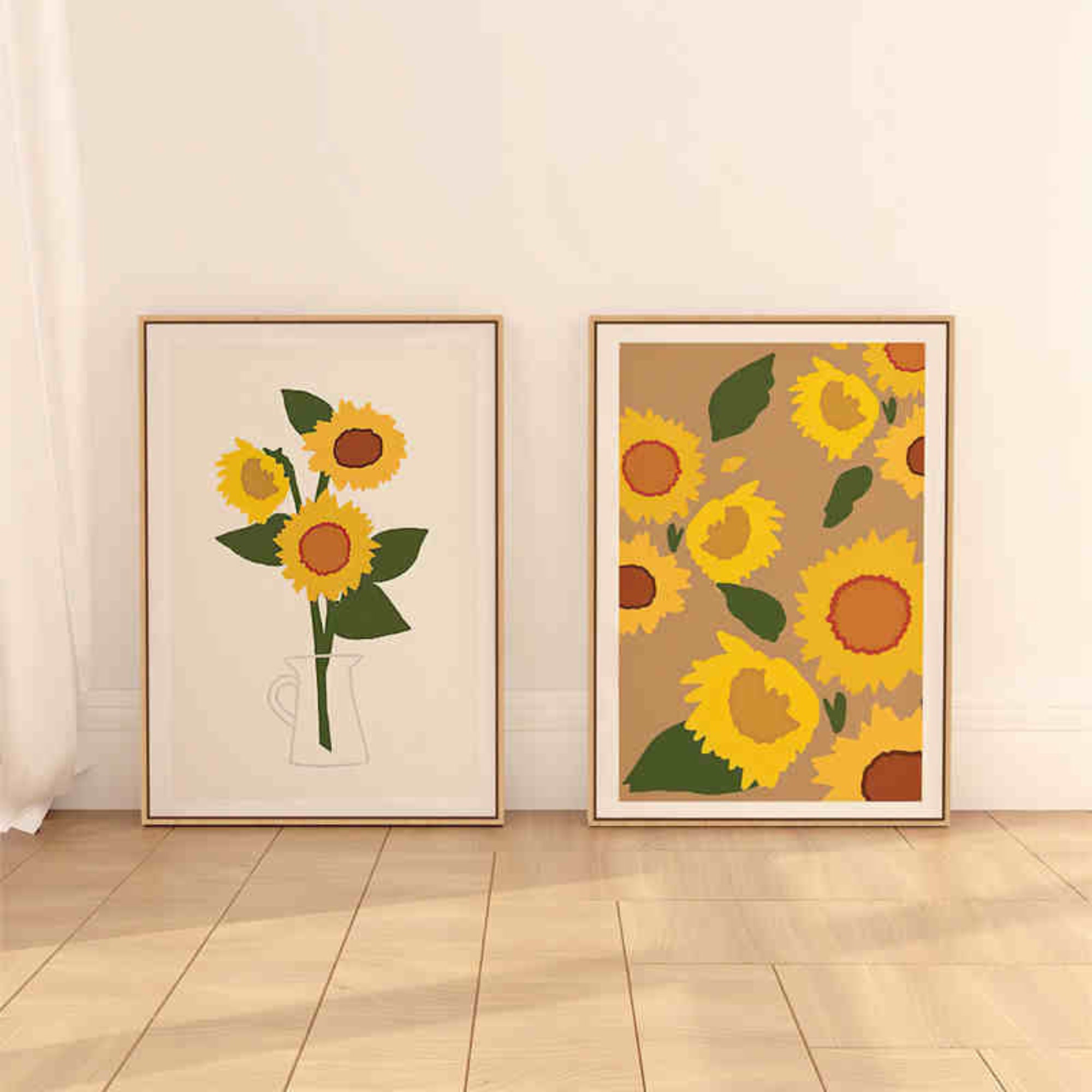 1pc Sunflowers DIY Painting By Numbers For Beginner Wall Art Picture Acrylic  Paint Canvas Painting For Home Decors 40x40cm/16x16inch Without Frame