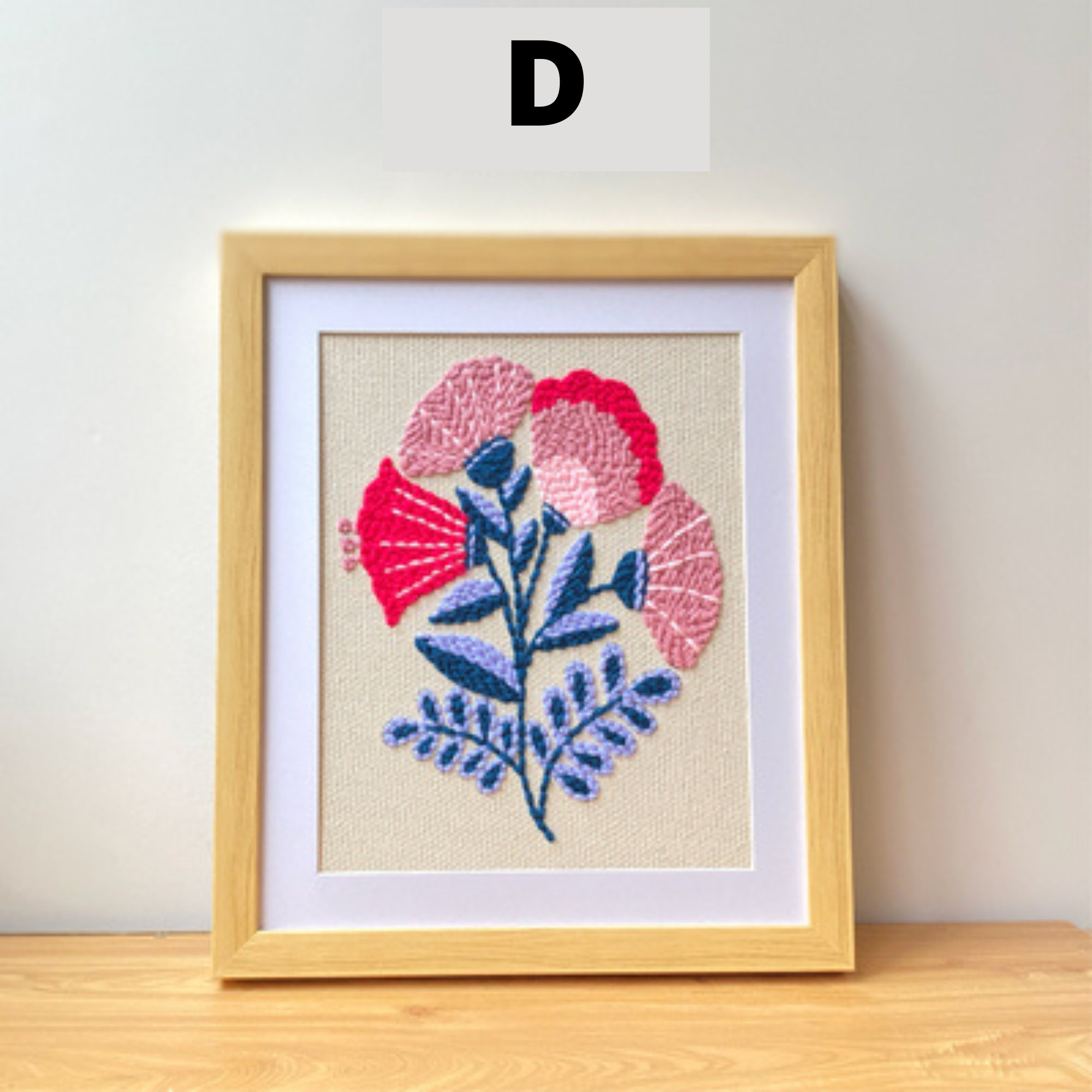 Kit Broderie Débutant Punch Needle - Motif Floral, Cadre En Bois, Fils Colorés - DIY Loisirs Créatifs