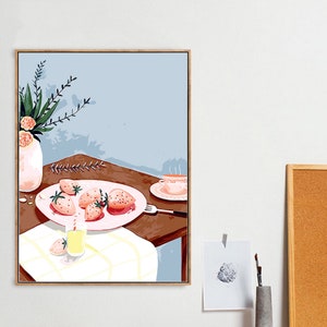 Strawberry Still Life Paint by Number Kit: DIY Oil Painting, Handmade Home Decor