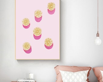 Minimalist Lemon Paint by Number Kit: DIY Oil Painting, Wall Decor