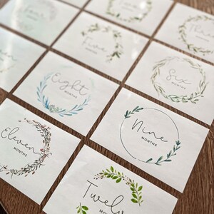 Cartes d'étape mensuelles pour bébé. Modèles imprimables. Âge mensuel. Jeu de cartes 1-12 mois. Genre neutre. Téléchargement numérique. Cadeau. Verdure, fleur