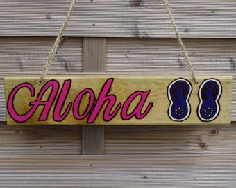 Aloha (sandal) Outdoor Hanging Wooden Garden Sign