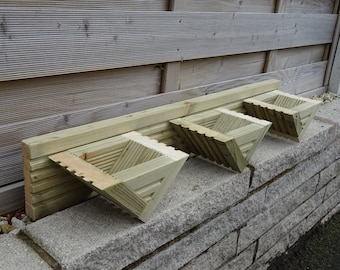 Handmade Wooden Bird Feeder Triple Horizontal Fence-Tree Mounting