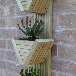 Vertical Triple MINI Wooden Garden Planter fence/wall Hanging image 2