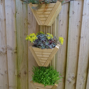 Vertical Triple MINI Wooden Garden Planter fence/wall Hanging image 7