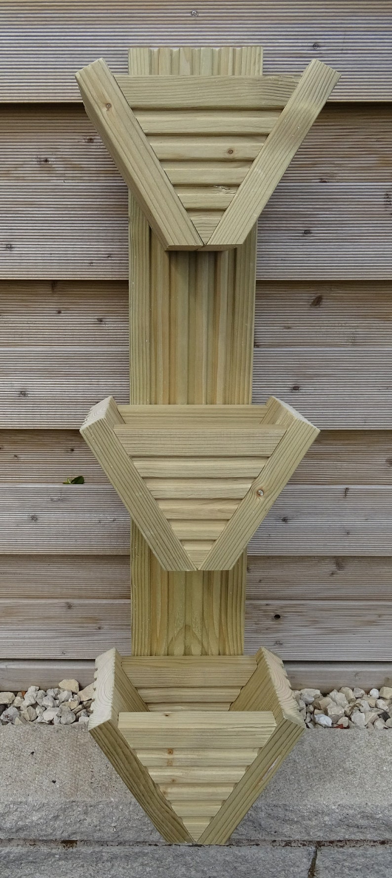 Vertical Triple MINI Wooden Garden Planter fence/wall Hanging image 5