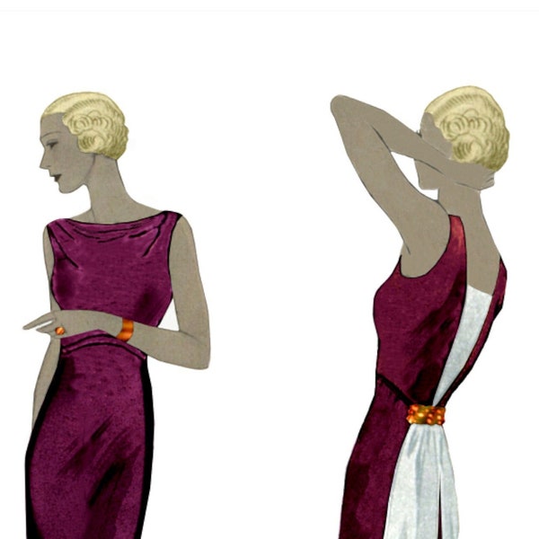 Modèle de robe de soirée des années 30 / Robe extravagante des années 30 / Patron de couture vintage des années 30 / Robe formelle / Buste multisize 33 » -39 » / Télécharger