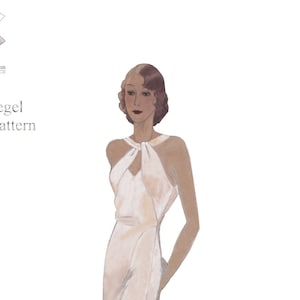 Vintage Pattern 30s - Art Deco Gown - Formal 30s Dress - off Shoulder Neckline - 30s Pattern Multisize - Modenzeitung / PDF Download
