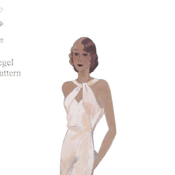 Vintage Pattern 30s - Art Deco Gown - Formal 30s Dress - off Shoulder Neckline - 30s Pattern Multisize - Modenzeitung / PDF Download
