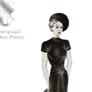 30s Afternoon Dress / Art Déco Bias Cut Dress / Vintage Pattern 30s / Evening Dress 30s / Multisize Vintage Pattern / Fashion Newspaper 30s / PDF