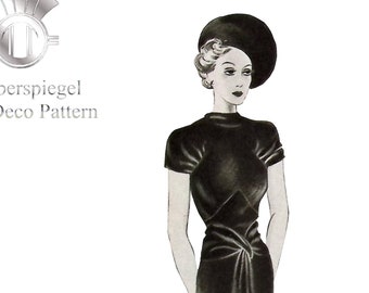 30s Afternoon Dress / Art Déco Bias Cut Dress / Vintage Pattern 30s / Evening Dress 30s / Multisize Vintage Pattern / Fashion Newspaper 30s / PDF