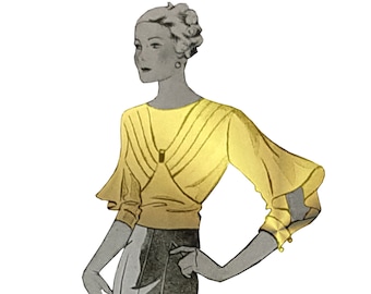 1930s / Evening Blouse Sewing Pattern / Evening Blouse Sewing Pattern 1930s / Art Deco / Multisize / Dress Pattern 1930s / PDF Download