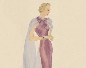 30s Evening Gown, 30s Evening Dress Sewing Pattern, Art Deco Gown Pattern / bias cut / Multisize Bust 34, 35, 37, 38 / Fashion Magazine / PDF