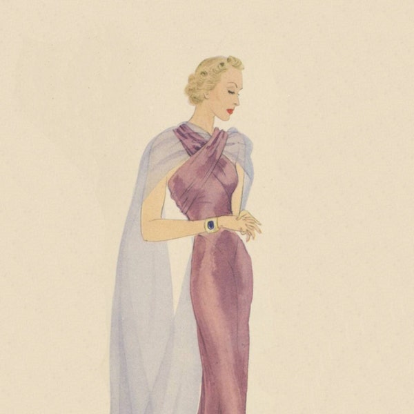 30s Evening Gown, 30er Abendkleid Schnittmuster, Art Deco Gown Pattern / bias cut / Multisize Bust 34, 35, 37, 38 / Modenzeitung / PDF