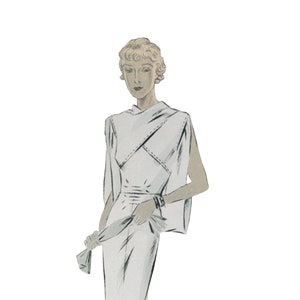 1930s Evening Dress / Vintage Evening Dress Sewing Pattern 30s / Multisize Vintage Pattern / 1930&#39;s Evening Wear / Draping Dress / Download