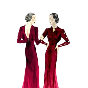 30s Evening Gown / Vintage Pattern 30s / Art Déco Bias Cut / Multisize Bust 31.5 (80 cm) - 38 (96 cm) Evening Dress 1930s / PDF Download