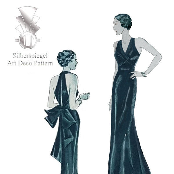 Art Deco Halterneck Dress / Vintage Pattern 30s Multisize / 30s Dress / Fashion Journal / Fashion Newspaper /PDF Instant Download