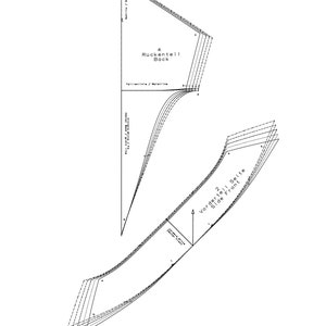 May include: A sewing pattern for a dress with two pieces: a back piece labeled "Ruckenteil Back" and a front piece labeled "Vorderteil Seite Front".
