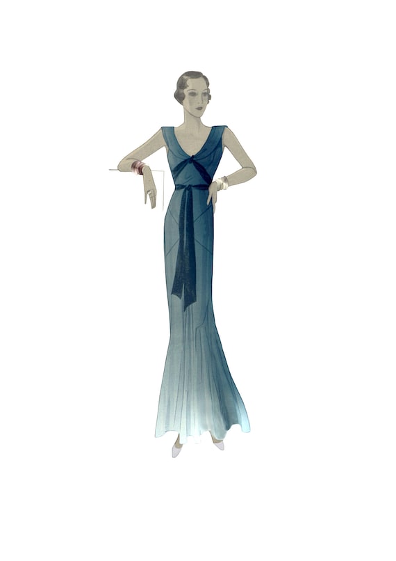 Sewing Pattern 30s / Evening Gown / Multisize Bust 35.5-42/ Mehrgrößen Schnittmuster /30er Abendkleid/ Art Déco / Modezeitung/ Download