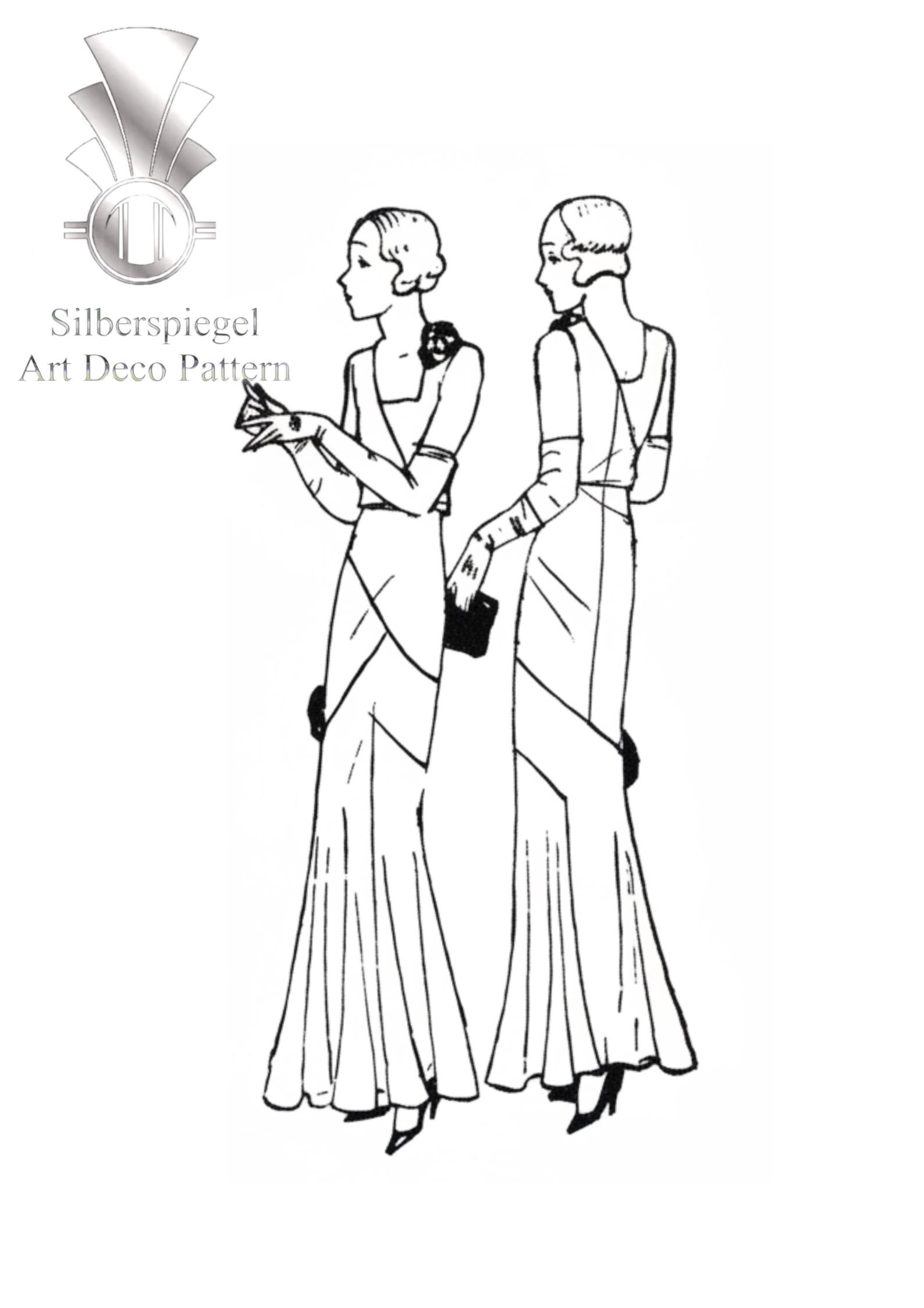 1930s Dress Sewing Pattern – Elegant Art Deco Gown –glamorous Vintage ...