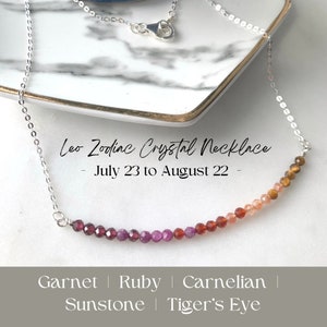 Custom Leo Zodiac Leo Crystal Necklace Handmade Leo Birthday Gift August Birthday Gift for Her Zodiac Astrology Leo Jewelry Silver Necklace