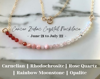 Crystal Cancer Necklace Zodiac Cancer Birthday June Gift July Birthday Gift for Her Zodiac Crystal Jewelry Layering gemstone bar necklace