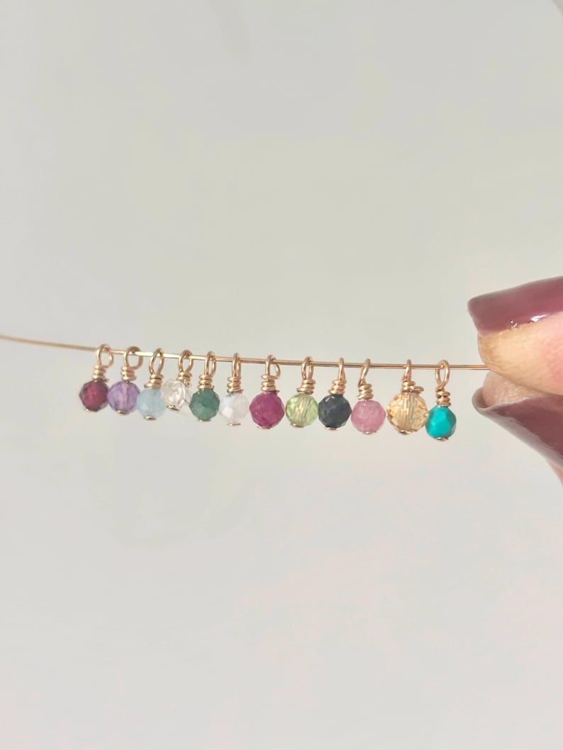 3 mm Single Birthstone Gemstone Charm in Gold Filled for Permanent Jewelry image 5