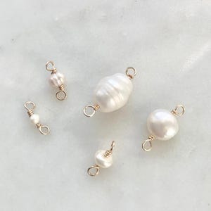3 mm Handmade freshwater pearl connector Permanent Jewelry 4 mm charm 14k Gold Filled 5 mm Sterling Silver 14K Rose Gold Filled 11 mm Charm