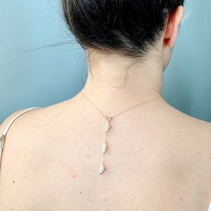 Perle Zurück Drop Halskette Zierliche Perlenhalskette Boho Braut Hochzeit Schmuck Perle Choker Braut Zurück Halskette Gold Clip Auf Rückseite Halskette