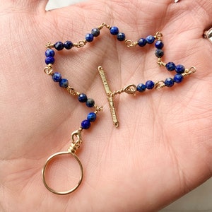 Custom Gold Filled Lapis Lazuli Bracelet Toggle Clasp September Birthstone Bracelet Handmade September Birthday Gift for Virgo Gift Libra