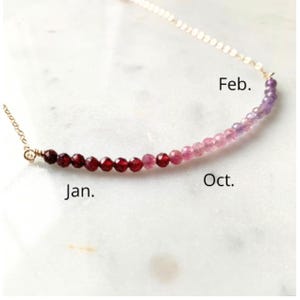 Ombre Custom Family Birthstone Necklace Great Grandma Gift image 2