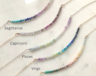 Ombre Crystal Zodiac Necklace, Pisces Necklace, Sagittarius Necklace, Capricorn Necklace, Virgo Necklace, Scorpio Necklace, Taurus Necklace