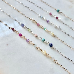 Collana personalizzata con albero genealogico portafortuna, collana personalizzata per la festa della mamma, regalo per mamma nonna, collana di pietre preziose Ombre, gioielli minimalisti