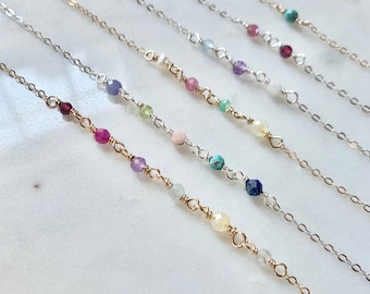 Collar de árbol genealógico de piedra de nacimiento personalizado, regalo personalizado del collar del día de las madres para mamá abuela, collar de piedras preciosas Ombre, joyería minimalista