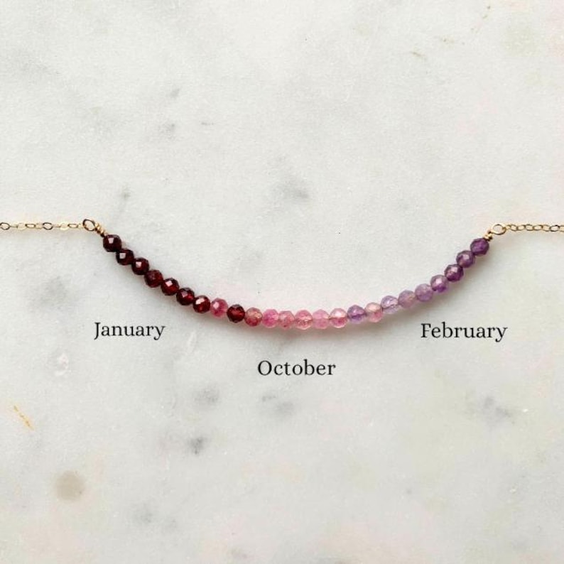 Ombre Custom Family Birthstone Necklace Great Grandma Gift image 1