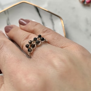 Wire wrapped black tourmaline ring, handmade crystal wide statement ring for protection and grounding, personalized gift for women or teen