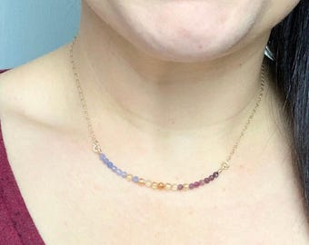 Custom Family Birthstone Necklace Valentines Day Gift for Mom, Personalized Necklace for Wife, Grandma Necklace Birthstones, In Memory Gift
