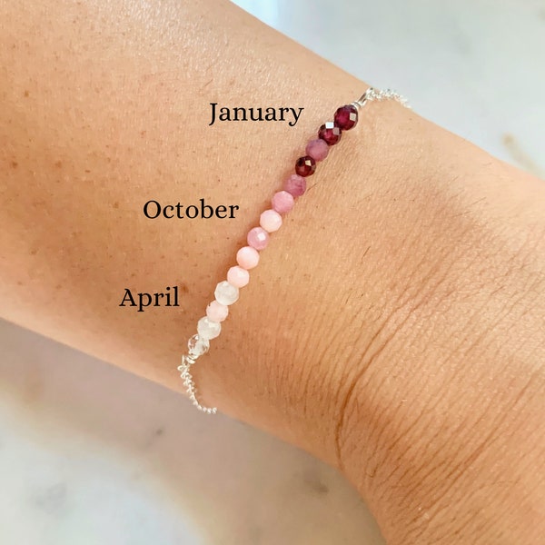 Custom Family Birthstone Bracelet Tiny Gemstone Jewelry Personalized Gift for New Mom Gift First Time Grandma MiMi Gift Mother in law Gift
