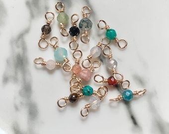 3-4 mm Gemstone Connector Gold Filled Silver Dainty Custom Crystal Handmade  Wire Wrapped Bulk Birthstone Permanent Jewelry Bracelet Charm