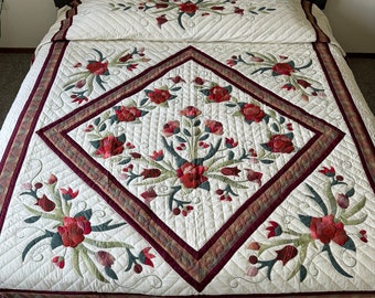 Blume in Commons Quilts, handgemachter Amish Quilt, Quilt zum Verkauf