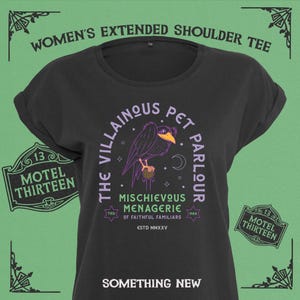 Diablo - The Villainous Pet Parlour - Sleeping Beauty inspired woman's extended shoulder slub tee with front print