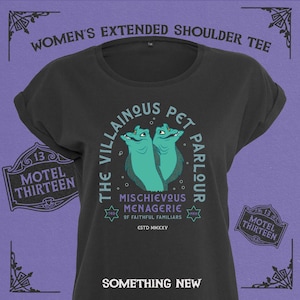 Flotsam & Jetsam - The Villainous Pet Parlour - Little Mermaid / Ursula inspired woman's extended shoulder slub tee with front print